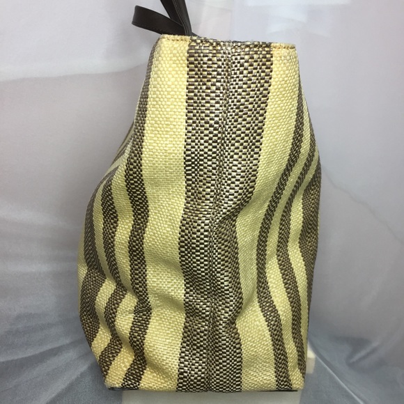 Cole Haan Striped Leather Straw Large Tote - Picture 5 of 14